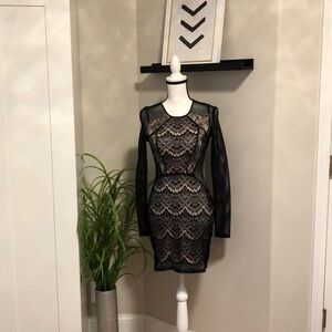 Express Sexy Lace & Fishnet Dress